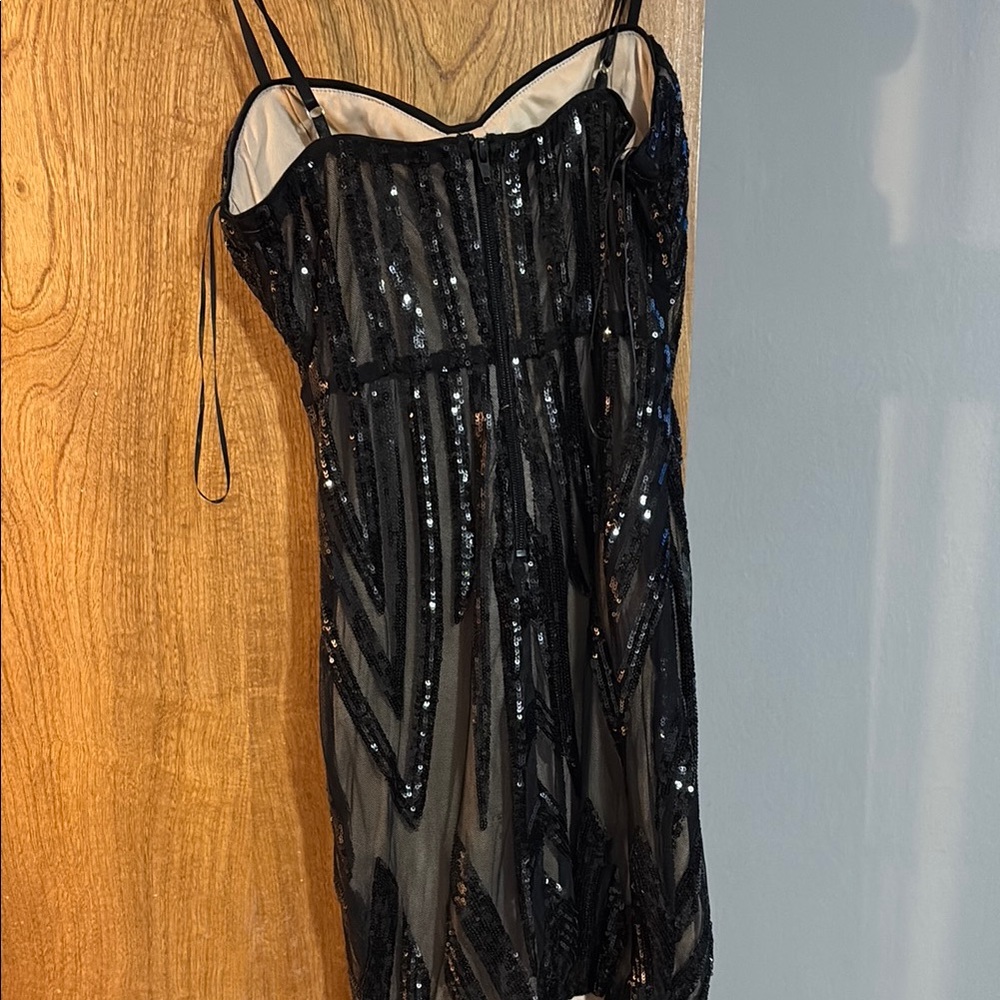 Privy Black Bodycon Mini Dress Spaghetti Strap - Picture 2 of 3